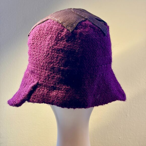 Purple Hat Handsewn Cloche Crochet Cottagecore One Size Woman\'s Boho main image 6